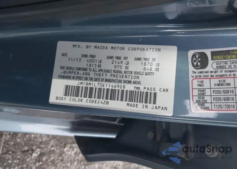 2014 Mazda Mazda3 I Touring from USA, damaged, VIN JM1BM1L70E1146928